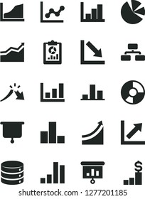 Solid Black Vector Icon Set - bar chart vector, graph, growth, negative, histogram, big data, flowchart, a crisis, statistical overview, ring diagram, pie charts, presentation, board, arrow