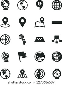 Solid Black Vector Icon Set - minus vector, map, earth, flag, planet, location, geolocation, hierarchical scheme, globe, core, man hold world, dollar pin, taxi, compass