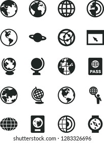 Solid Black Vector Icon Set - sign of the planet vector, globe, earth, passport, network, browser, core, man hold world, compass