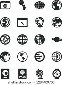 Solid Black Vector Icon Set - sign of the planet vector, earth, passport, globe, network, browser, core, man hold world, compass