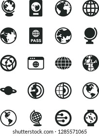 Solid Black Vector Icon Set - sign of the planet vector, globe, earth, passport, network, browser, core, compass