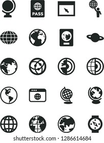 Solid Black Vector Icon Set - sign of the planet vector, globe, earth, passport, network, browser, core, man hold world, compass