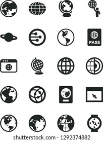 Solid Black Vector Icon Set - sign of the planet vector, earth, passport, globe, network, browser, core, man hold world, compass