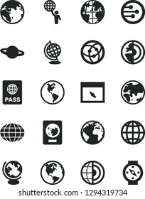 Solid Black Vector Icon Set - sign of the planet vector, earth, passport, globe, network, browser, core, man hold world, compass