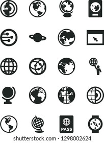 Solid Black Vector Icon Set - sign of the planet vector, globe, earth, passport, network, browser, core, man hold world, compass