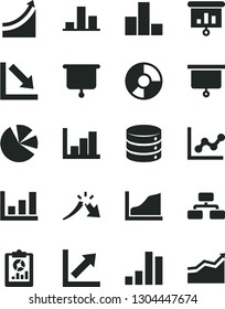 Solid Black Vector Icon Set - bar chart vector, graph, growth, negative, histogram, big data, flowchart, a crisis, statistical overview, ring diagram, pie charts, presentation, board, arrow