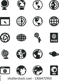 Solid Black Vector Icon Set - sign of the planet vector, globe, earth, passport, network, browser, core, man hold world