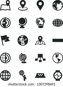 Solid Black Vector Icon Set - minus vector, map, globe, earth, flag, planet, location, geolocation, hierarchical scheme, core, man hold world, taxi, compass