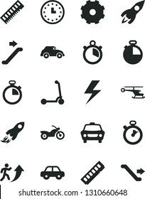 Solid Black Vector Icon Set - truck lorry vector, lightning, stopwatch, motor vehicle, child Kick scooter, timer, car, retro, rocket, space, wall watch, memory, man arrow up, helicopter, motorcycle