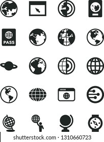 Solid Black Vector Icon Set - sign of the planet vector, globe, earth, passport, network, browser, core, man hold world, compass