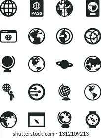 Solid Black Vector Icon Set - sign of the planet vector, globe, earth, passport, network, browser, core, man hold world, compass