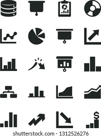 Solid Black Vector Icon Set - growth up vector, bar chart, graph, negative, histogram, big data, flowchart, a crisis, statistical overview, ring diagram, pie charts, presentation, board, arrow