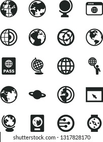 Solid Black Vector Icon Set - sign of the planet vector, globe, earth, passport, network, browser, core, man hold world, compass