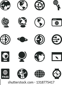 Solid Black Vector Icon Set - globe vector, passport, planet, Earth, network, browser, core, man hold world, compass