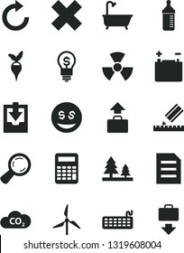 Solid Black Vector Icon Set - cross vector, clockwise, download archive data, measuring bottle for feeding, bath, drawing, radish, windmill, accumulator, forest, CO2, magnifier, keyboard, file, idea