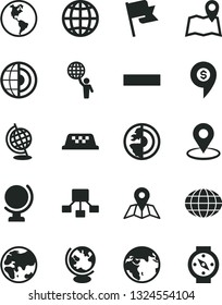 Solid Black Vector Icon Set - minus vector, map, globe, earth, flag, planet, geolocation, hierarchical scheme, core, man hold world, dollar pin, taxi, compass
