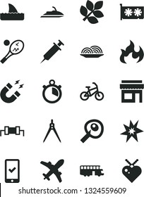 Solid Black Vector Icon Set - onion vector, gpu card, magnet, flame, drawing compass, artifical insimination, biology, syringe, stopwatch, resistor, bang, bus, bike, plane, phone registration, store