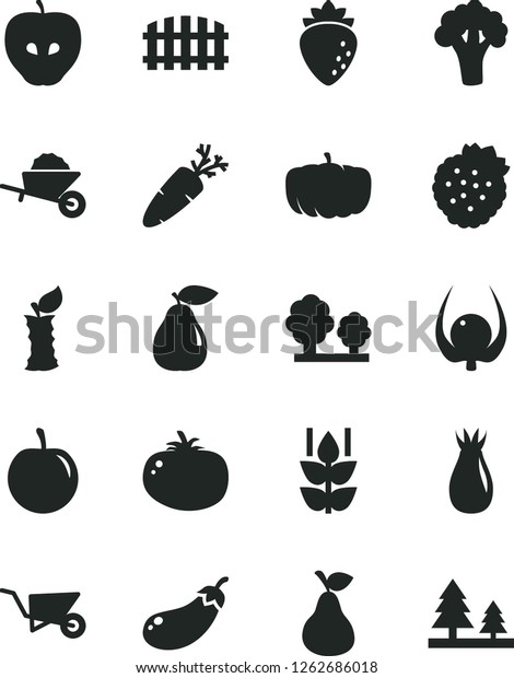 Solid Black Vector Icon Set Garden Royalty Free Stock Image