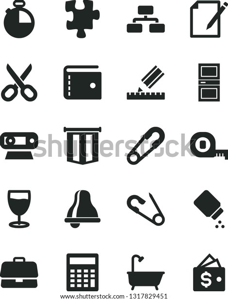 Solid Black Vector Icon Set Bell Stock Vector Royalty Free