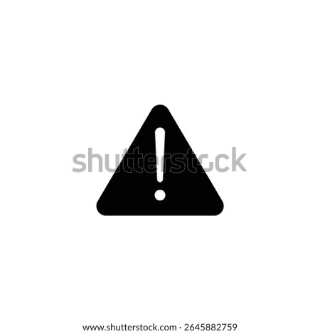 Solid black warning triangle with rounded corners, featuring a white exclamation mark in negative space. Isolated on a white background.