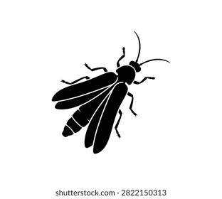 Solid black wasp or hornet insect silhouette side view