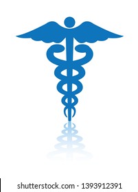 Solid Blue Caduceus - Healthcare and medical symbol