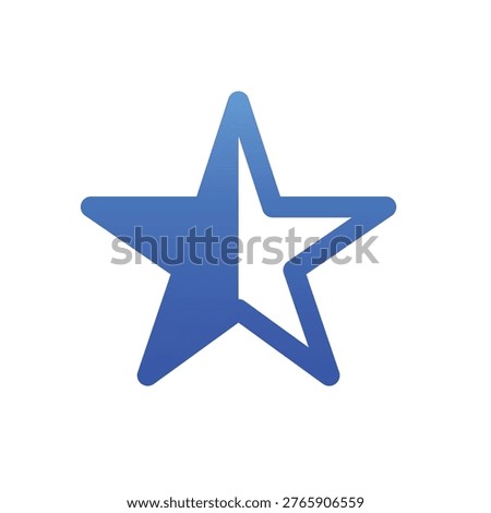 Solid blue half star icon for rating scores and review status