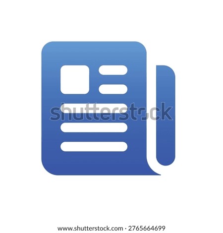 Solid blue newspaper icon for daily news and media information