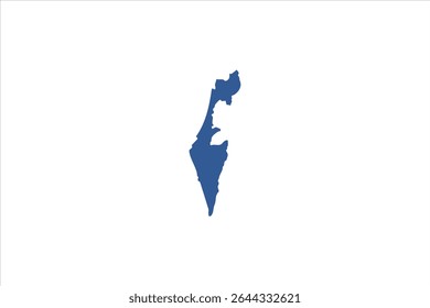 Um mapa de silhueta azul sólido representando a área geográfica de Israel e da Cisjordânia.