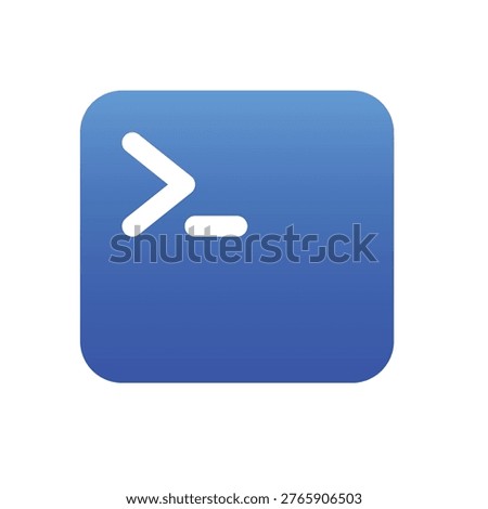 Solid blue terminal icon for software coding and command console