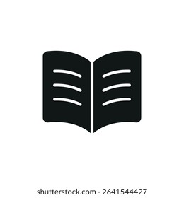 Solid book icon in glyph style for bold education, reading, and academic interfaces.