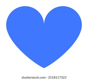 Solid bright blue heart shape in simple vector design. Ideal for love, compassion, relationships, romance, and Valentine s Day themes. Minimalistic and clean style.