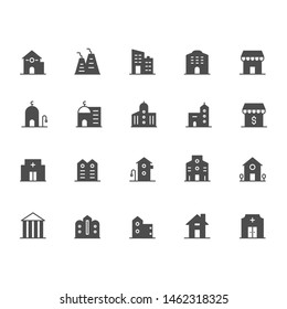 Solid building icon variations. Ready to use for website, mobile app, presentation and any other projects