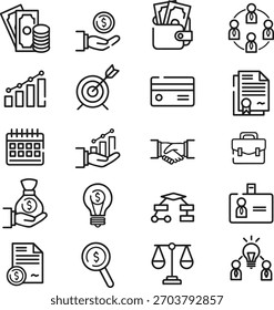 Sólido negocio y oficina símbolo icono conjunto Colección