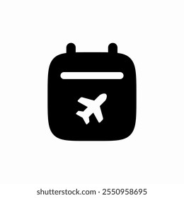 solid calendar flight day icon sign vector