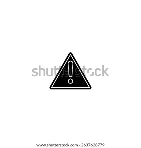 Solid Caution Icon – Black Triangle Warning Sign with Exclamation Mark Silhouette Vector