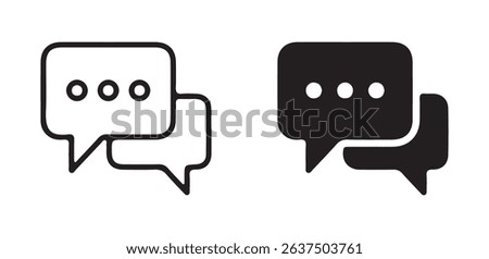 Solid Chat Bubble Icons – Bold Black Messaging Symbols in Oval and Square Styles