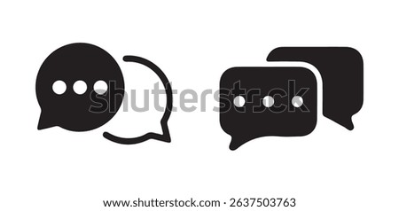 Solid Chat Bubble Icons – Bold Black Messaging Symbols in Oval and Square Styles