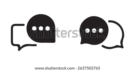 Solid Chat Bubble Icons – Bold Black Messaging Symbols in Oval and Square Styles