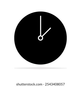 An solid circular clock icon, showcasing the hour of one. Clock at 1 o'clock. The icon is cleanly isolated against a white backdrop.