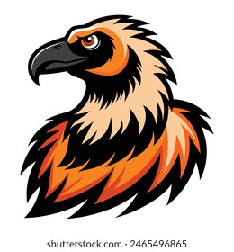 Solid color Bearded Vulture animal vector on white background