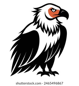 Solid color Bearded Vulture animal vector on white background