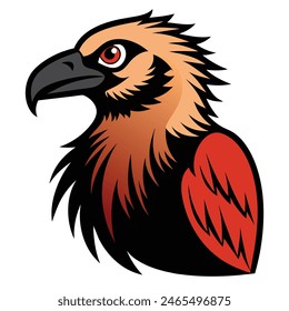 Solid color Bearded Vulture animal vector on white background
