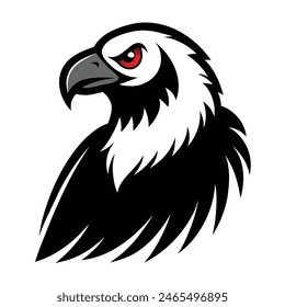 Vector animal Buitre barbudo de color sólido sobre fondo blanco