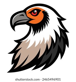 Vector animal Buitre barbudo de color sólido sobre fondo blanco