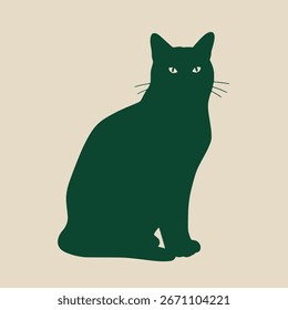 Ilustração vetor gato cor sólida sentado pose estilo mínimo.