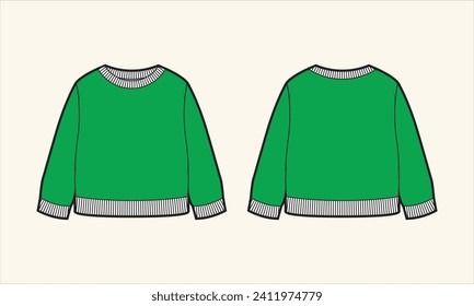 Solid Color Crew Neck Kid's Sweater Sketch for Tach Pack