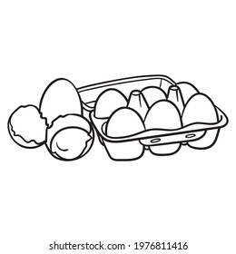 solid color eggs box. illustration, vector, isolated.