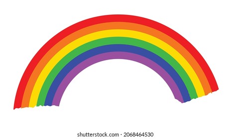 A solid color rainbow arch cartoon style over a white backround