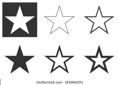 solid color star isolated on white and dark background. Vector illustration